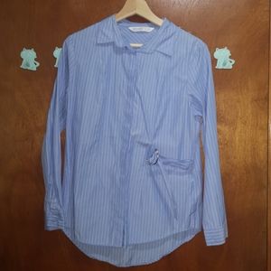 🌻2 for＄15 Zara blue and white striped blouse